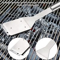 Brosse de nettoyage pour barbecue à long manche de 16,5 po, 2 brosses de rechange, 1 tournevis, en acier inoxydable 304, pour nettoyage de barbecue extérieur