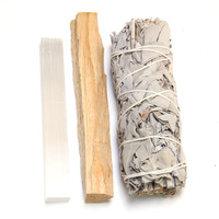 Bâton de tache de sauge en vrac avec Palo Santo Piritual nettoyant plume coquille d'ormeau trépied support encens méditant