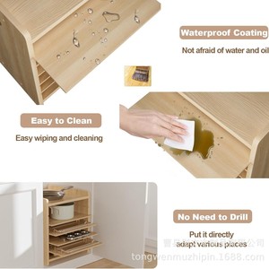 Estante de almacenamiento de cocina de madera con compartimentos para utensilios de repostería y ollas, organizador duradero de 6 niveles tipo vertical. - Product Image 2