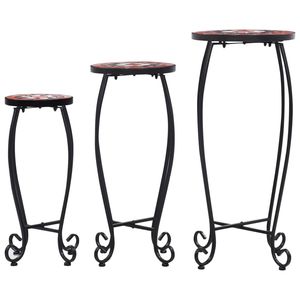 Set of 3 Outdoor and White Iron Tube <b>Tables</b> with Ceramic Tile Unique and Stylish Design - Product Image 2