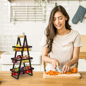 Panier à fruits et légumes en métal de type debout avec poignée portable Panier à fruits de comptoir pour une utilisation en cuisine Installation facile - Product Image 2