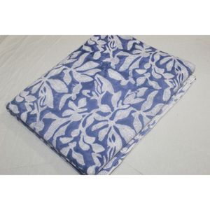 <b>Blue</b> Hand Block Design Soft Cotton Fabric for Summer Clothing African Style Handmade Dressmaking Fabric by Yard - Product Image 3