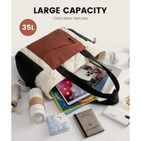 Bolso tote acolchado de poliéster con cremallera, gran capacidad, múltiples bolsillos, conjunto de bolsos de hombro para viajes, trabajo, escuela y uso diario.