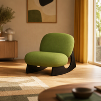 Fauteuil simple en tissu moderne et minimaliste, design incurvé vert, pour salon, montage facile, élégant, confortable, fauteuil de détente