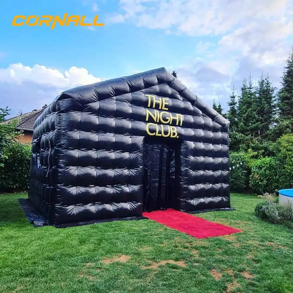 20x20ft Grande boîte de nuit gonflable avec lumière Disco LED RVB pour adultes Club extérieur Bar gonflable Party