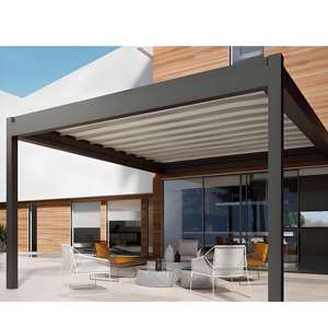 Gazebo électrique de luxe Système de toit à persiennes motorisées réglables Pergola coupe-vent imperméable en aluminium Manteau en poudre <span class=keywords><strong>MULAN</strong></span> PG001 - Product Image 3