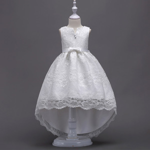 Pink Lace Flower Girl Dress V-Neck Ball Gown For Children With <b>Bow</b> Belt - Product Image 3