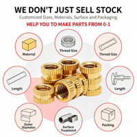 Inserts moletés en laiton usinés CNC, à chanfreinage bidirectionnel, en cuivre intégré, Tailles M1/M2/M3/M4/M5/M6/M8/M10