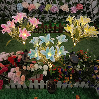 Nouveau Style Artificielle Solaire énergie lys Fleur Plancher Inséré Lampe Extérieure Étanche Festival Jardin Paysage Décoration