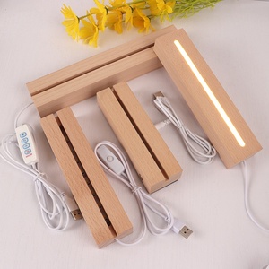 Rắn gỗ LED ánh sáng cơ sở cho đêm dài 7 màu sắc tùy chọn hình chữ nhật trang trí bằng gỗ ấm trắng Acrylic ánh sáng cơ sở mini pin - Product Image 5