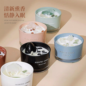 Scented Candle Glass Jar Essential <b>Oil</b> Fragrance Home Relaxation Minimalist Style Cylinder Shape - Product Image 2