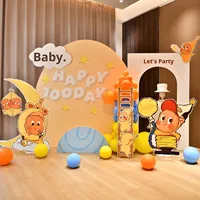 Dekorasi Ulang Tahun Kartun Tema Starman, Dekorasi Seratus Hari Pertama Bayi, Pemandangan Bulan Purnama, Papan KT Cetak Digital