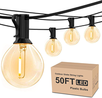 Guirlande lumineuse LED Edison incassable de 15 mètres (25/50 ampoules) étanche G40 pour jardin, lumières de Noël