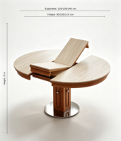 Table à manger moderne de luxe pour petit appartement, plateau en marbre blanc, base en chêne, 4 places, extensible, pliable, imperméable, écologique