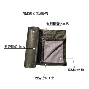 Military Green Silver Tarpaulin 6.0-7.0mm Thick <b>Waterproof</b> Outdoor Cover <b>Sunscreen</b> Rainproof Canopy Cloth 1m x 1m - Product Image 3