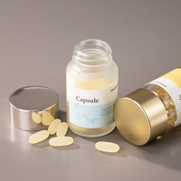 Bouteille en verre givré personnalisée de 100 ml pour compléments alimentaires avec bouchon doré et étiquette personnalisée, flacon vide pour capsules en verre, emballage recyclable