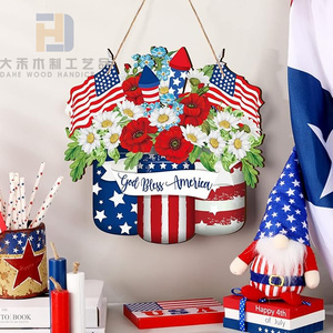 4th <strong>of</strong> July Wooden Welcome Sign Patriotic <strong>Memorial</strong> Day Wood Door Sign <strong>Plaques</strong> for Independence Day Home Wall Decorations - Product Image 3