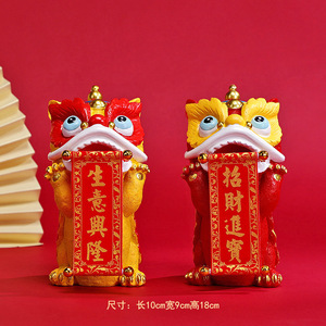Adornos de danza del León de estilo chino, decoración del hogar, decoración tradicional de la suerte, adornos de resina - Product Image 4