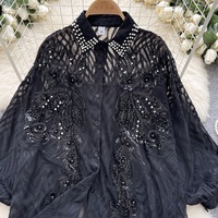 Blusas Casuales de Manga Larga para Otoño, Camisas con Lentejuelas y Mangas Farol para Mujer, Tops de Fiesta para Dama, Ropa al por Mayor para Mujer