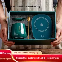 Chauffe-tasse en céramique thermostatique moderne à 55 degrés, couvercle personnalisable, ensemble de tasses chauffantes pour fête, boîte cadeau, souvenir, lave-vaisselle, micro-ondes