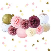 Pom Poms en tissu or Rose Blush, 50G, papier, lanternes, paillettes dorées, confettis de fête pour mariage, saint-valentin