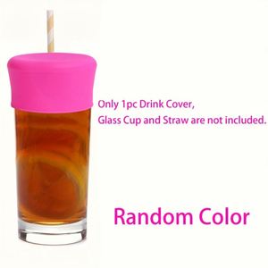 Food-Grade Silicone Glass Cup Covers - Anti-Spill Drink Lids with <b>Straw</b> Hole, Durable <b>Reusable</b> Beverage Protectors - Product Image 3