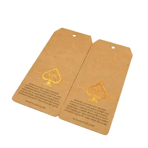 Design personnalisé Feuille d'or Tampon à chaud Logo Etiquette Artisanat Carton Papier Prix Swing Etiquettes volantes Étiquettes pour vêtements