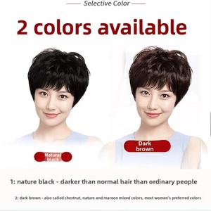 Perruque de tête complète aux cheveux courts d'apparence naturelle pour les femmes d'âge moyen et les personnes âgées, cheveux bouclés courts, couverture complète de la tête - Product Image 3