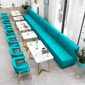 Divanetto a Doppia Facciata con Rivestimento in Tessuto, Tavolo e Sedie per Caffetteria, Ristorante, Arredamento per Zone Salotto - Product Image 4