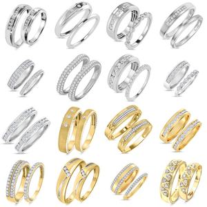 แหวนแต่งงานและแหวนหมั้นแบบคู่รัก รับรองโดย IGI ทองคำแท้ 10k 14k 18k ประดับเพชรซิคอน สำหรับผู้หญิงและผู้ชาย - Product Image 1