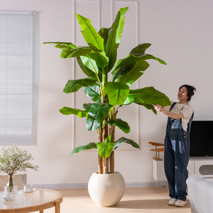 4.3FT-9.5FT Haute Simulation Emballage Grandes Feuilles Vertes Faux <span class=keywords><strong>Bananier</strong></span> Géant Arbre Artificiel pour Plantes Décoratives d'Extérieur - Product Image 4