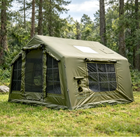 Tente de camping gonflable en coton imperméable pour l'extérieur, 8 places, avec porte en U, deux petites lucarnes, port de climatisation intégré, protection UV