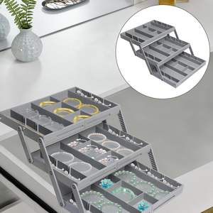 1 Row 3 Tier Multi Level Folding Smart <b>Drawer</b> Organizer Expandable Junk <b>Drawer</b> Organizer for Makeup Jewelry <b>Desk</b> Office <b>Drawers</b> - Product Image 4
