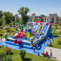 Château gonflable commercial de grande taille avec toboggan, PVC 0,55 mm, aire de jeux mobile, parc d'attractions gonflable pour fête en plein air