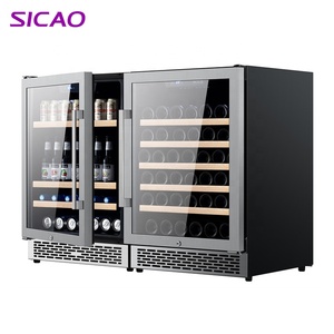 Luxury Dual Zone Wine and Can Fridge Stainless Steel Glass Door Chiller <b>Cooler</b> Cabinet FD-LD42A Dual Zone Wine and Can Fridge FD - Product Image 1
