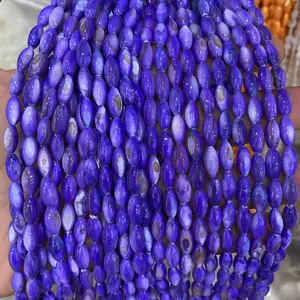 Cuentas espaciadoras de concha de Color teñido en forma de arroz, para rezar, collar, fabricación de joyas, pulsera artesanal, cuentas ovaladas de perlas para madre