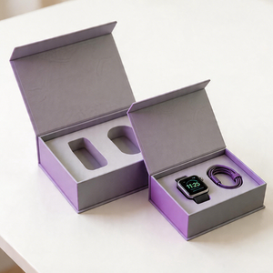 Caja <span class=keywords><strong>de</strong></span> Embalaje Rígida <span class=keywords><strong>de</strong></span> Cartón Magnético para Regalo <span class=keywords><strong>de</strong></span> Reloj Inteligente, Teléfono, Auriculares Inalámbricos, con Logotipo y Laminación Mate, Tamaño Personalizado - Product Image 1