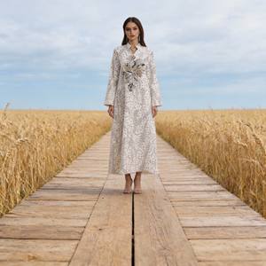 Venta al por Mayor de Nuevas Abayas de Lujo con Pedrería Termoadhesiva de Poliéster para Mujeres Musulmanas, Vestido de Fiesta Personalizado - Product Image 1