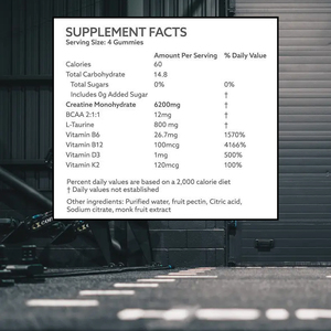 120 Gummies, quantité pour 30 jours, Gummies à la créatine avec BCAA et vitamines B, pour la force, la récupération musculaire et l'énergie, supplément de créatine en gummies - Product Image 2