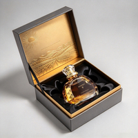 Boîte cadeau rigide pour vin avec insert floqué, couvercle à charnière, emballage pour spiritueux avec dorure à chaud, pour une seule bouteille de liqueur ou de brandy