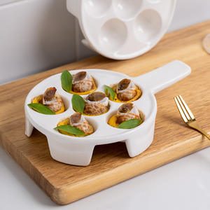 Plats à escargots en céramique, grands plats à escargots en <span class=keywords><strong>porcelaine</strong></span>, <span class=keywords><strong>plat</strong></span> à escargots à cuire avec poignée, 8 trous - Product Image 5