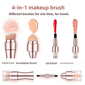 4 in 1 Makeup Brush Set Eyeshadow Eye Lip Face Foundation Concealer Blush <b>Mini</b> Travel Portable Cosmetic Brush <b>Kit</b> for Women - Product Image 5