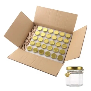 Bocaux en verre vides de 45ml bien scellés en verre hexagonal de <span class=keywords><strong>confiture</strong></span> de miel et de bonbons avec couvercle doré et petite abeille vente en gros - Product Image 6
