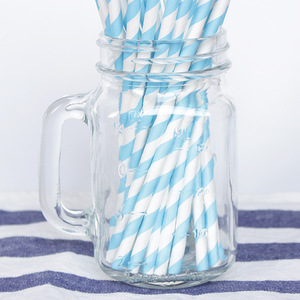 Joinhot Blue Striped Paper Straws Disposable Biodegradable For Wedding Parties - Product Image 4