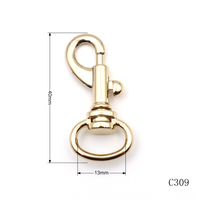 Mousqueton à ressort en métal durable, conception sécurisée, mousqueton à verrouillage par poussée, 13 mm, fermoir de porte-clés en métal, mousqueton pour sac, clip pour chien, fournitures de quincaillerie