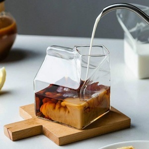 380ml Yüksek Borosilikat Camdan Süt Kutusu Şeklinde Bardak Şeffaf Kare Süt Sürahisi Buzlu Kahve Sütlü Çay İçin Kahve Kupası - Product Image 3