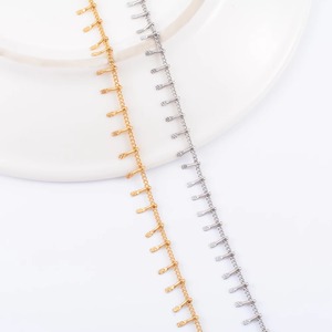 Collier fin gaufré délicat en acier inoxydable, chaîne de maillons pour pull, pour femmes et hommes, accessoires de bijoux pour le cou, pour cadeau DIY - Product Image 1
