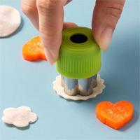 Multivormige groente- en fruitvormpjes van roestvrij staal, mini-koekjesvormpjes met beschermende handgreep en duwstokje