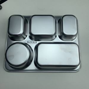 <span class=keywords><strong>Plateau</strong></span> de récipients alimentaires en acier inoxydable avec compartiments, boîtes à lunch Bento en argent avec couvercle pour la vaisselle de <span class=keywords><strong>restaurant</strong></span> de cantine - Product Image 3