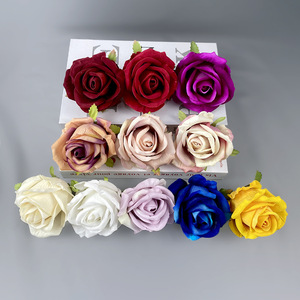 ดอกกุหลาบกำมะหยี่เทียมขนาด 6 ซม. สำหรับตกแต่งงานแต่งงานและจัดวางในบ้าน - Product Image 1